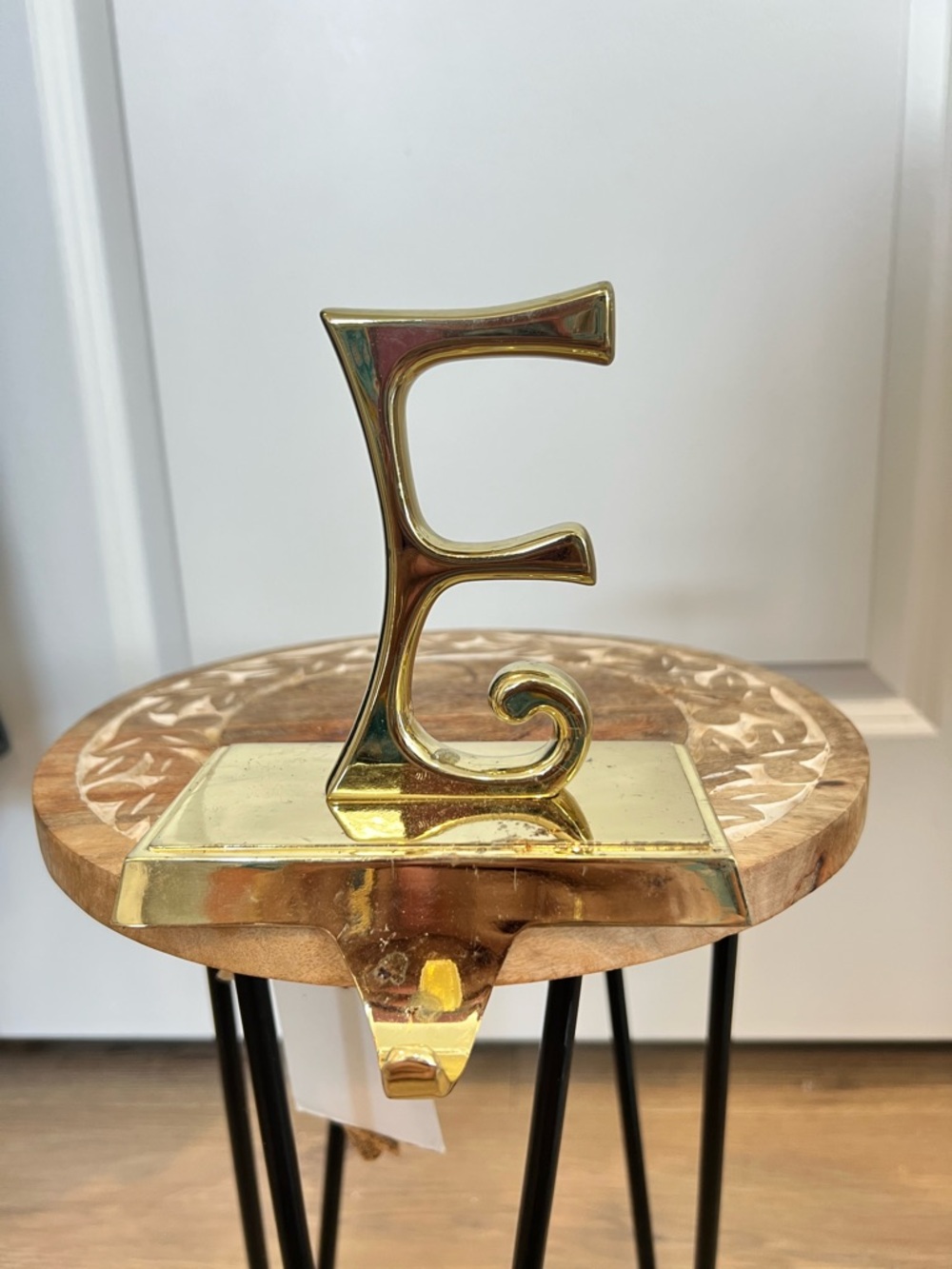 Pottery barn Stocking Holder Brass Letter E Decorative Wall Hook - Gold Accent